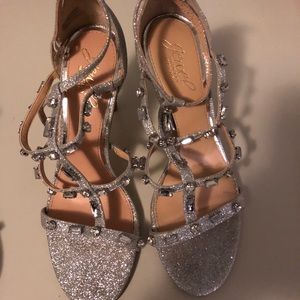 Badgley Mishka silver heels